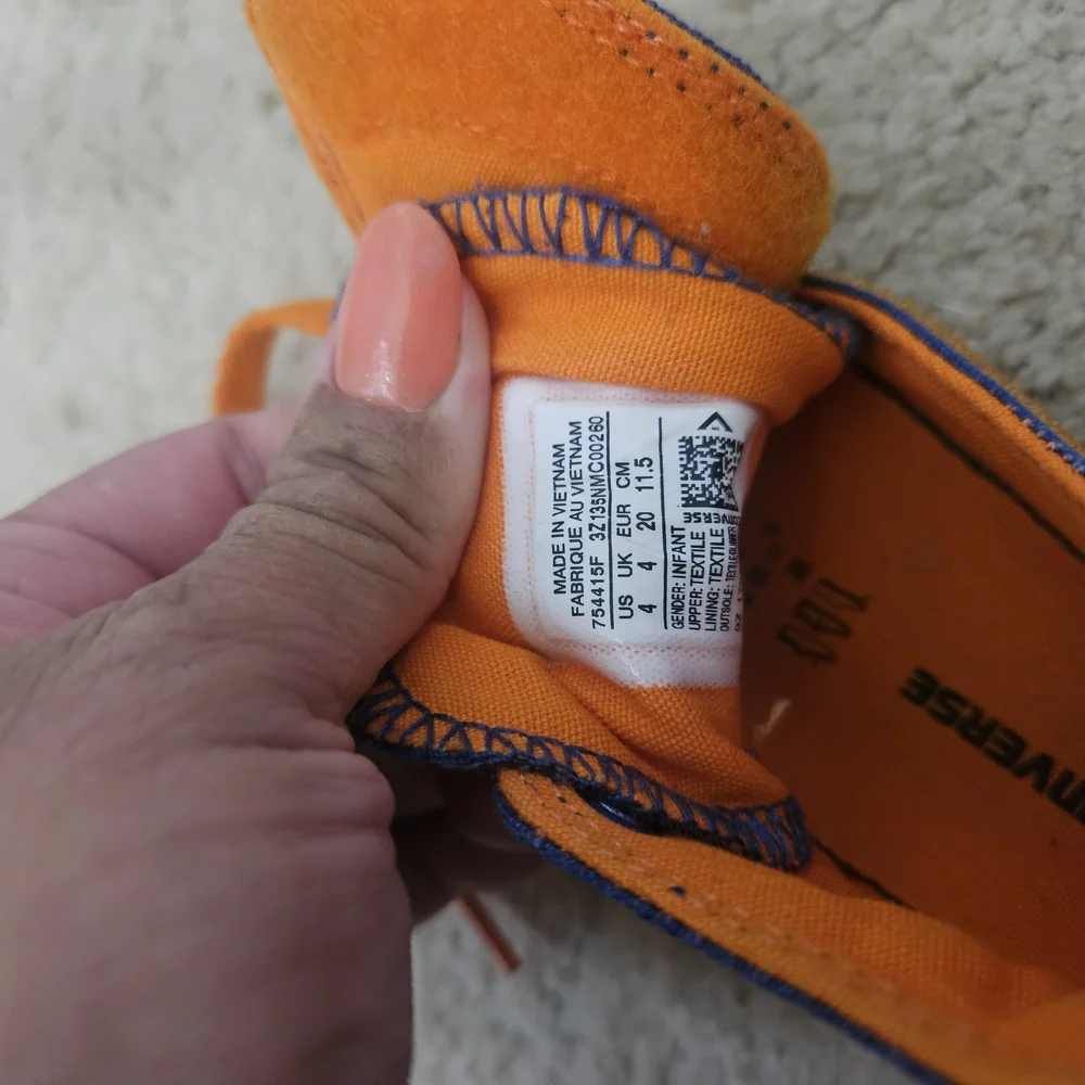 Converse Kids Navy Canvas High-Top Sneakers with Orange Laces